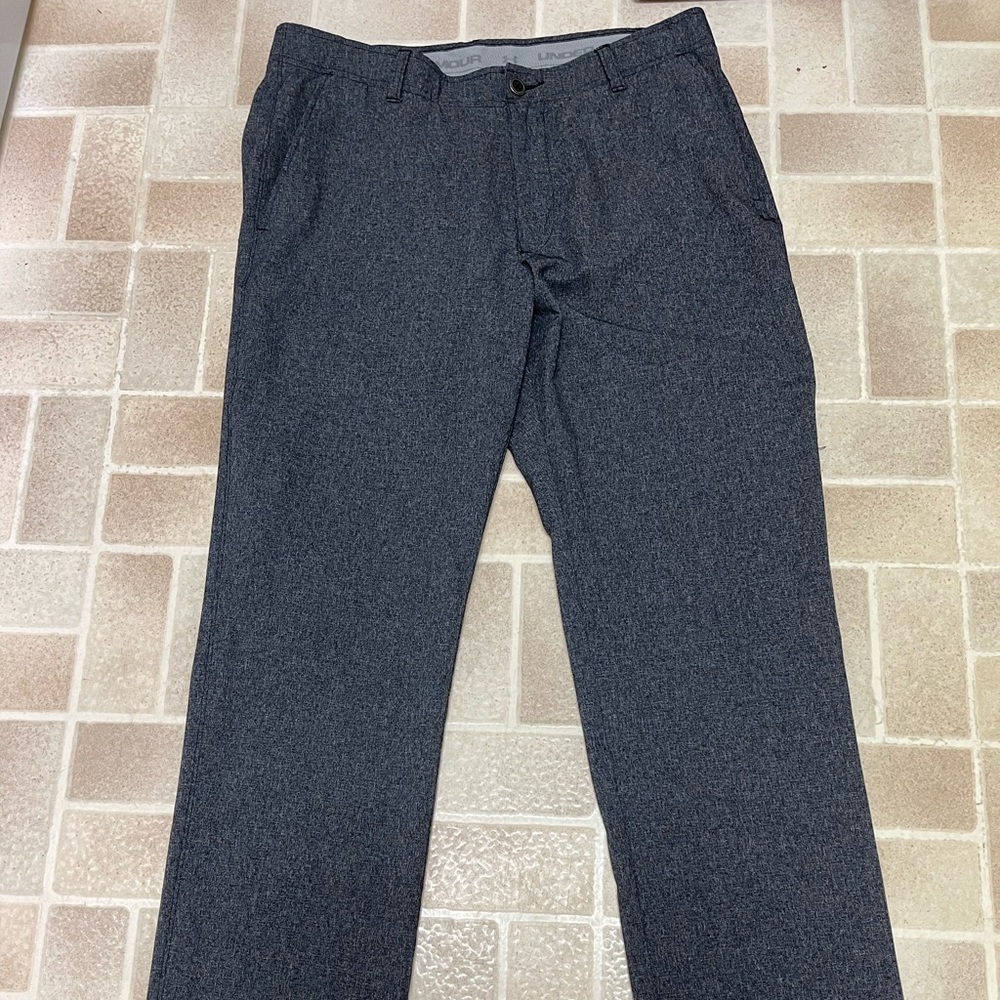 Under Armour match play slime fit heather grey golf pants size 36x34